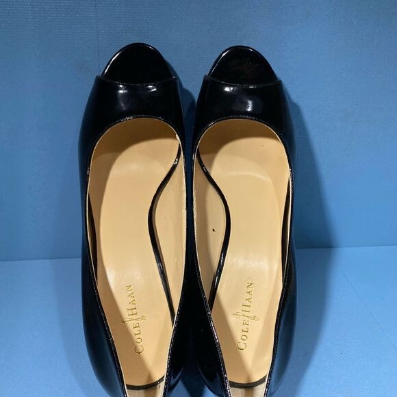 Cole Haan Women's Black Peep Toe Heels - Picture 6 of 8
